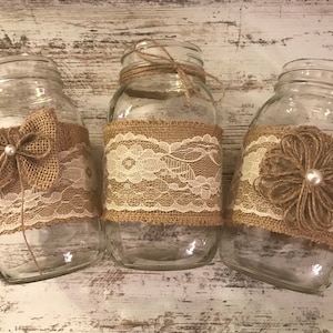 Wedding Burlap Mason Jar Sleeves Rustic Wedding Decorations Wedding Centerpiece Bridal Shower Decor, Jars are Not Included image 3