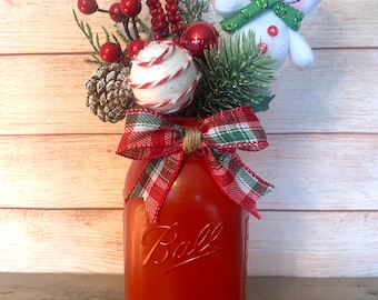 Holiday Mason Jar Table Decor, Christmas Centerpiece Mason Jar Decoration, Christmas Decor Gift