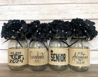 2024 Graduation Centerpieces Class of 2024 Grad Party Decor Graduation Decor Mason Jar Centerpieces - Set of 4