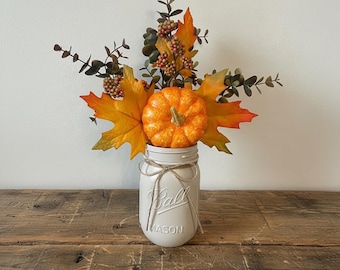 Fall Wedding Centerpiece Thanksgiving Decor Fall Pumpkin Lighted Mason Jar Table Centerpieces Autumn Decor Thanksgiving Table