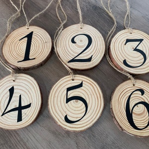 Rustic Wood Wedding Table Number, Hanging Wood Slice Reception Table Numbers, Farmhouse Wedding Decor