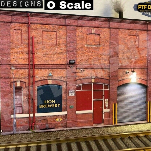 PTF DESIGNS O Scale  Brewery - Building Flat / Front 3D Background w/ Led, for use with Mth Lionel