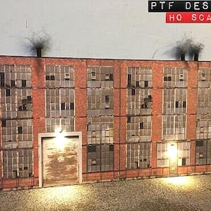 HO Scale Industrial #1 Building Flat / Front 3D Background w/ LED Diorama Decoration