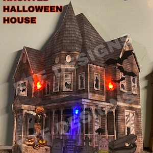 HO Scale “Haunted Halloween House ” Building Flat Decoration Diorama