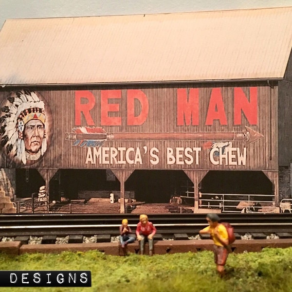 O Scale Scratch Built "RED MAN BARN" Farm Building Front/Flat Decoration Diorama