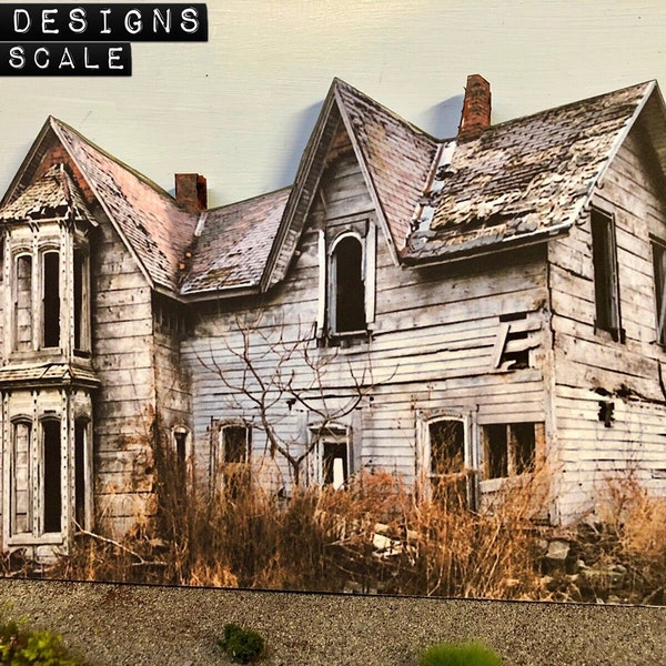 O Scale Scratch Built “HAUNTED / ABANDONED HOUSE #2” Building Flat Diorama Decoration