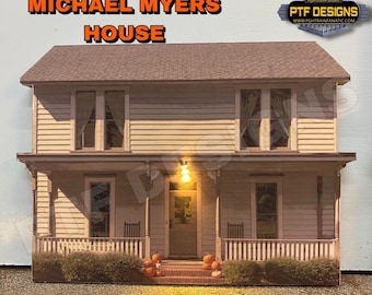 N Scale Michael Myers House Building Plano/Frente - Decoración de Halloween, Diorama, Película de Terror
