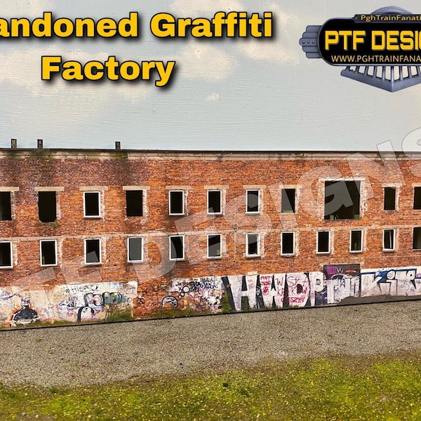 N Scale "Abandoned Graffiti Factory" Building Flat/Front Walthers Decoration Diorama