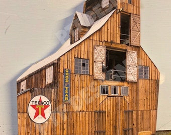 O Scale Scratch Built &quot;Tall Barn&quot; Farm Building Front/Flat Decoration Diorama