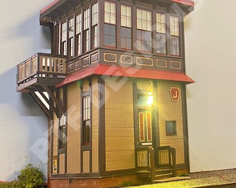 O Scale 1:48 Strasburg J Tower - Switch Tower Building Flat/Front - for use on model railroad & diorama backdrops