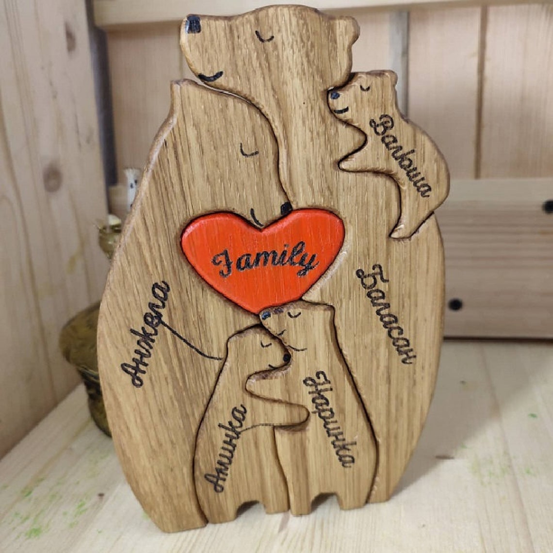 Wood bear family Personalized puzzle for baby Bear puzzle Etsy