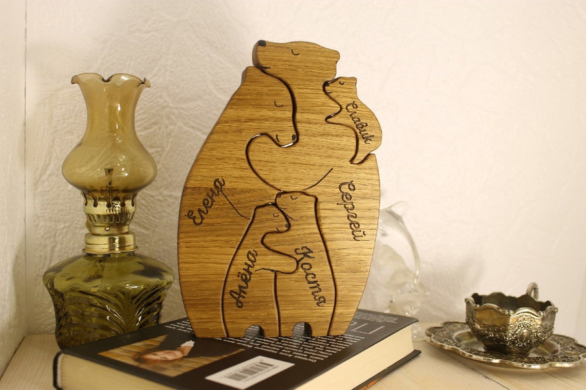 Wood bear family Personalized puzzle for baby Bear puzzle Etsy