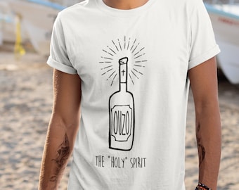 Ouzo el Espíritu Santo / Unisex Camiseta griega / Divertida camiseta griega / Regalo griego / Unisex Grecia Camiseta