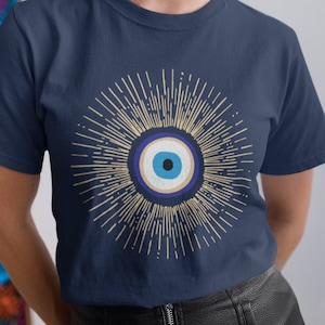 Greek Evil Eye T-shirt, Distressed Evil Eye Unisex Shirt, Funny Greek Aesthetic Evil Eye Tee, Vintage Evil Eye T-shirt Gift