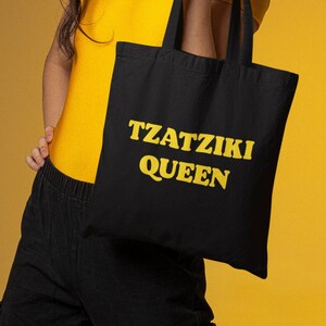Greek Tzatziki Queen Eco Tote Bag | Funny Greek Aesthetic Organic Tote Bag | Greek Tzatziki Tote Bag | Greece Cotton Market Bag