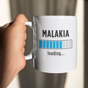 Funny Greek White glossy mug | Greek Coffee Mug Gift | Greek Malakas 11 oz Mug | Cute Malakia Loading Coffee Cup