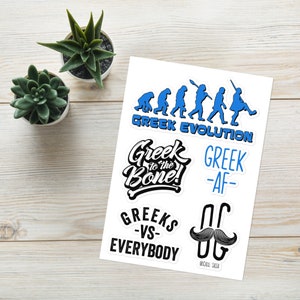 Funny Greek Sticker Pack sheet | Greek Cute Mixed Colors Sticker Pack | Greek Vinyl Sticker | Greece Die-Cut Decals