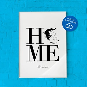 Home Griechenland Wandkunst | Griechische Karte Home Digitaldruck | Home Griechenland Karte druckbare Wandkunst | Griechenland Home Wanddekor | Griechisches Haus Druck