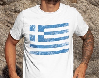 Greek Flag Grunge T-shirt, Unisex Vintage Greek Aesthetic T-shirt, Funny Greece Flag Tee, Greek Gift