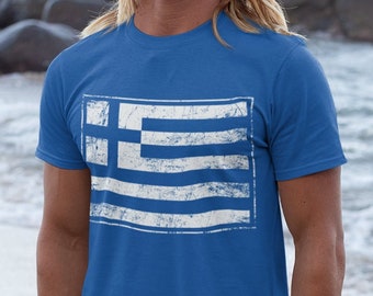 Greek Flag Distressed Grunge T-shirt, Greek Aesthetic Unisex T-shirt, Funny Greece Flag Tee, Greek Gift