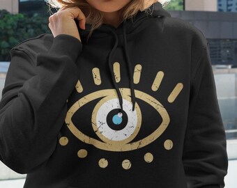 Greek Evil Eye Unisex Hoodie | Distressed Evil Eye Hoodie
