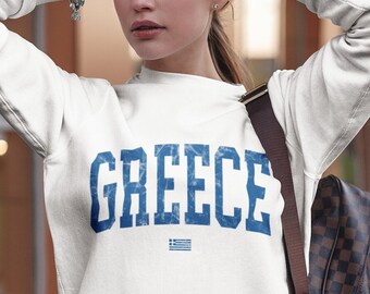 Vintage Distressed Greece Unisex Sweatshirt | Unisex Greek Flag Sweatshirt | Funny Greek Crewneck | Greek Gift | Unisex Greece Sweater