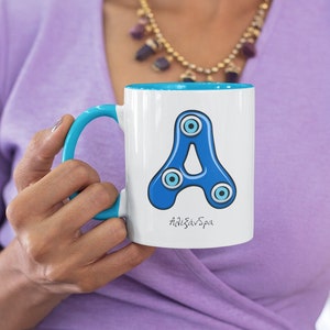 Personalized Greek Monogram Name Mug | Custom Greek Name Mug | Personalized Greek Evil Eye Gift | Evil Eye Coffee Mug | Custom Greek Mugs
