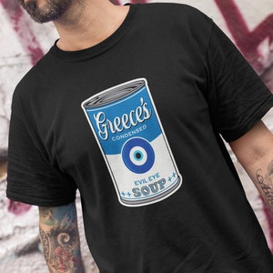 Vintage Greek Evil Eye T-Shirt | Unisex Greek Pop Art Shirt | Funny Greek Soup T-shirt | Greek Evil Eye Gift | Unisex Cute Greece T-shirt