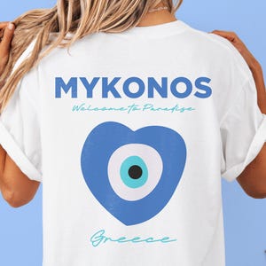 Greek Mykonos Shirt, Greek Evil Eye Shirt, Greek Summer Tee, Greece Vacation Tee, Greece Travel Gift, Mykonos T-shirt Gift, Greek Mati Shirt