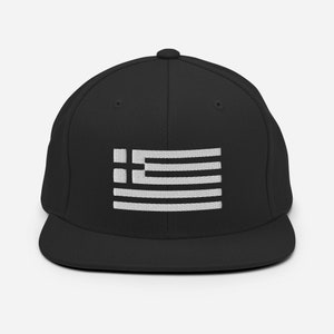 Greek Flag Snapback Hat | Monochrome Greece Flag Cap | Greece Flag Snapback Hat | Greek Embroidered Cotton Cap | Greece Hat