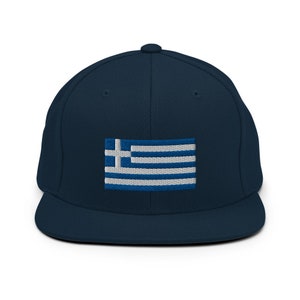 Greece Flag Snapback Hat | Greek Cap | Greek Snapback Hat | Greek Embroidered Cotton Cap | Greece Hat
