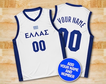 Camiseta de baloncesto de Grecia personalizada, camiseta griega, camiseta de baloncesto de Grecia personalizada, camiseta de la selección griega de baloncesto de Grecia, camiseta nacional de Grecia