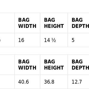 Peut inclure: Guide des tailles pour un sac avec des mesures en pouces et en centim&egrave;tres. Le sac mesure 16 pouces de large, 14 1/2 pouces de haut et 5 pouces de profondeur. La bandouli&egrave;re mesure 24 1/2 pouces de long et 1 pouce de large. Le sac mesure &eacute;galement 40,6 cm de large, 36,8 cm de haut, 12,7 cm de profondeur et la bandouli&egrave;re mesure 61 cm de long et 2,5 cm de large.