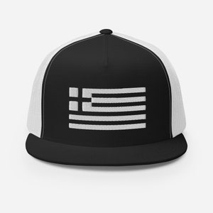 Greek Flag Trucker Hat | Monochrome Greece Flag Cap | Greece Flag Trucker Hat | Greek Embroidered Cap | Greece Hat