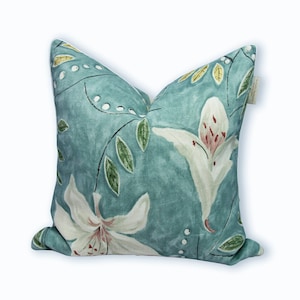 Sanderson Linen Throw Pillow  - Blue Floral Pillow Cover - Traditional British Design
