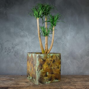 Rust Effect Plant Pot 30cm, Indoor Flower Pot, Industrial Turquoise Patina Decor