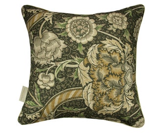 William Morris Pillow Cover - Wandle - Charcoal / Mustard - Elegant throw pillow cover / Printed living room decorative pillow