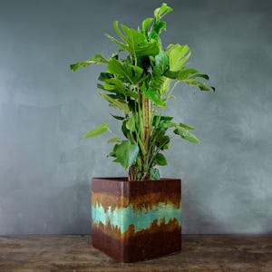 Corten Style Plant Pot 30cm, Indoor Flower Pot, Rustic Industrial Home Accent