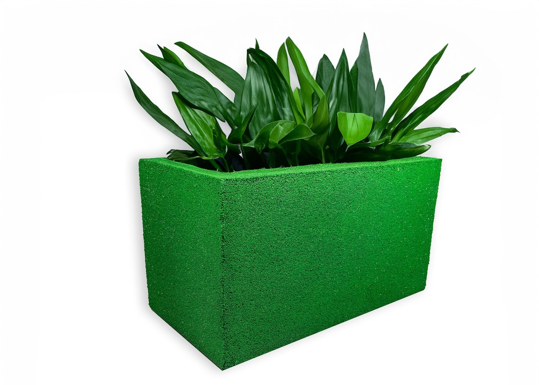 Handmade Green Rectangle Planter Pot: Long Thermo-insulated Plant ...