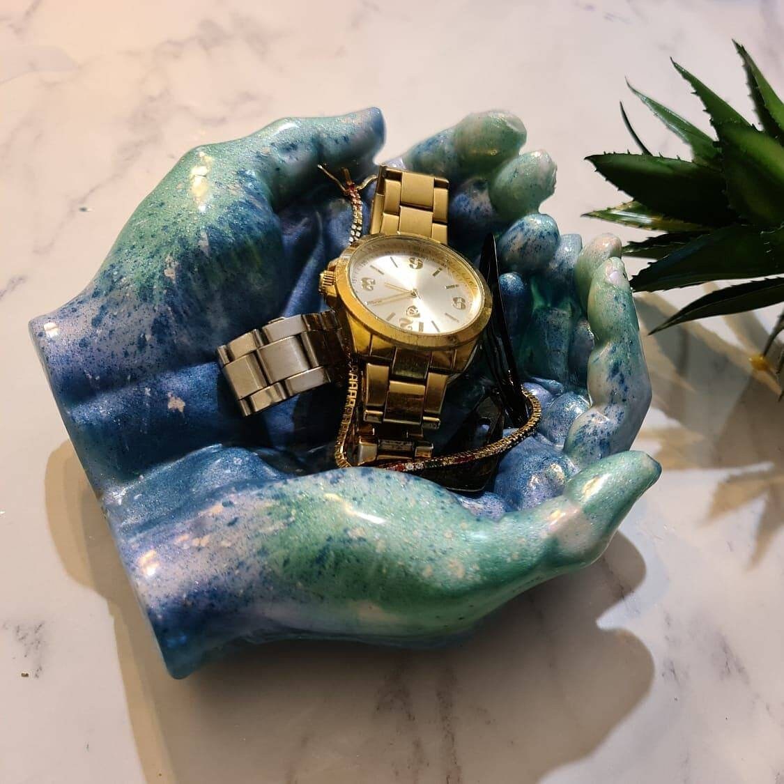 Plateau en Silicone Forme de Main, Moule Résine, Boîte Rangement Créative, Plateau à Bibelots, Porte