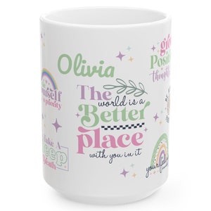 Personalized Mental Health Mug, Inspirational Ceramic Coffee Cup, Motivational Tea Mug, Self Care Gift, Positive Affirmations Friend Gift