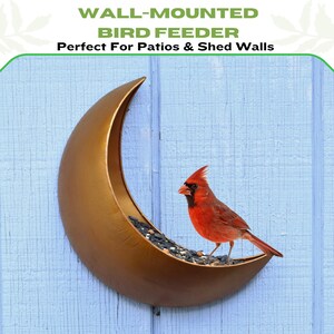 Mond Vogelhäuschen für Draußen - Hängendes und am Zaun montiertes Futterhaus, Eichhörnchenfutterhaus, Gartendekoration, himmlisches Geschenk für Vogelliebhaber, Metallfutterhaus Bild 14