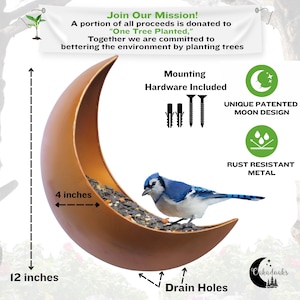 Mond Vogelhäuschen für Draußen - Hängendes und am Zaun montiertes Futterhaus, Eichhörnchenfutterhaus, Gartendekoration, himmlisches Geschenk für Vogelliebhaber, Metallfutterhaus Bild 16