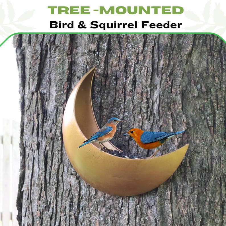 Mond Vogelhäuschen für Draußen - Hängendes und am Zaun montiertes Futterhaus, Eichhörnchenfutterhaus, Gartendekoration, himmlisches Geschenk für Vogelliebhaber, Metallfutterhaus Bild 18