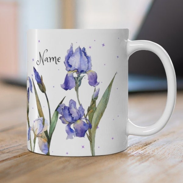 Personalized Iris Mug 11oz 15oz | Iris Coffee Mug | Iris Gift | Iris Birthday Gift | 25th wedding anniversary | 25 year anniversary