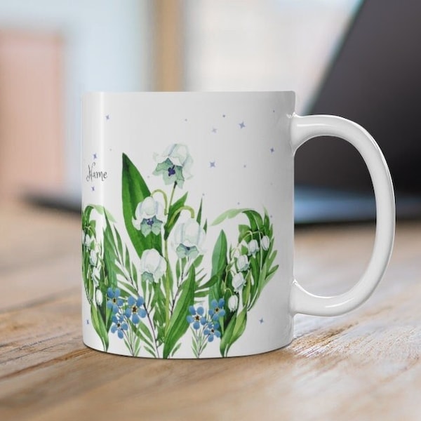 Personalized Lily Mug 11oz 15oz | Lily of the valley mug | Lily Coffee Mug | May Birthday | May Birthday Gift for women | Wildflower Mug
