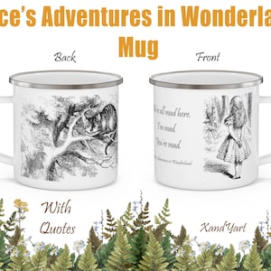 Alice&#39;s Adventures in Wonderland Mug | We&#39;re all mad here. I&#39;m mad. You&#39;re mad. Quote Mug | Book Mug