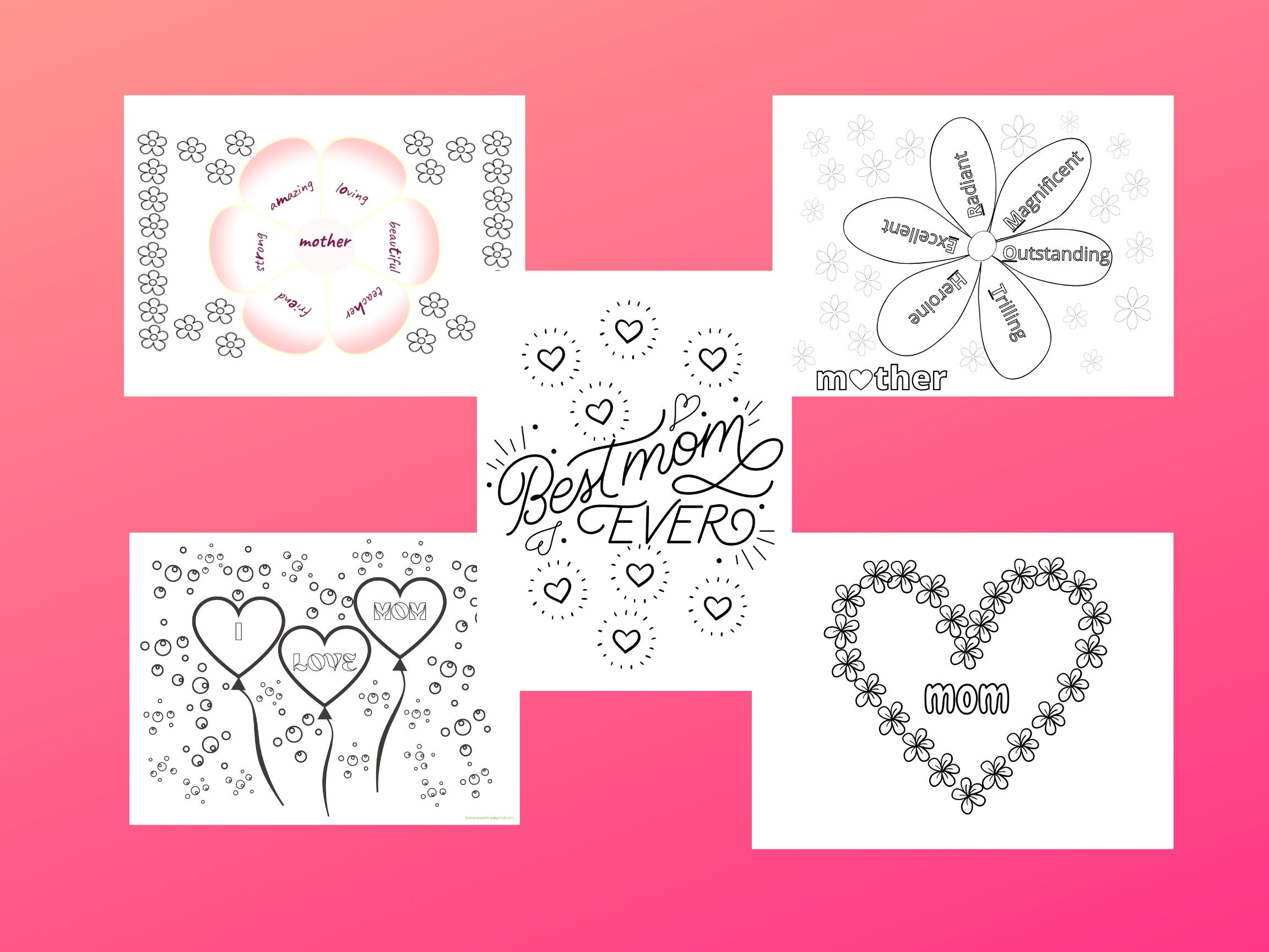 happy mothers day happy birthday mom printable coloring etsy