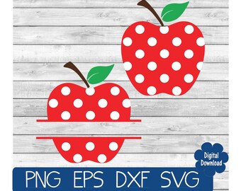 Polka Dot Apple SVG PNG DXF Cut Files Teacher Shirt Teacher - Etsy