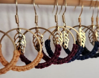 Small boho chic hoop earrings with tassel